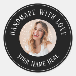 Labels handmade with love custom name text photo