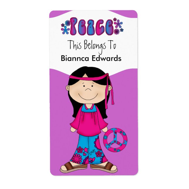 Labels Teens Kids Retro Peace Book Plate Binder (Front)