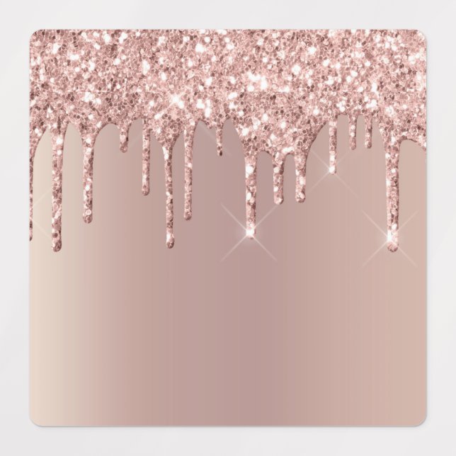 Labels with Rose Gold Blush Glitter Sparkle Drips (Design 3)