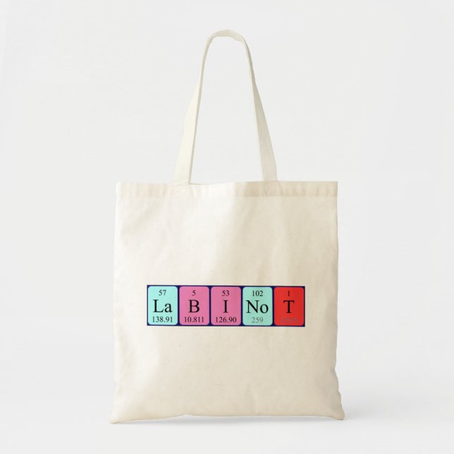 Labinot periodic table name tote bag (Front)