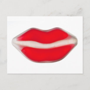 Labios rojos dulces de gelatina postcard
