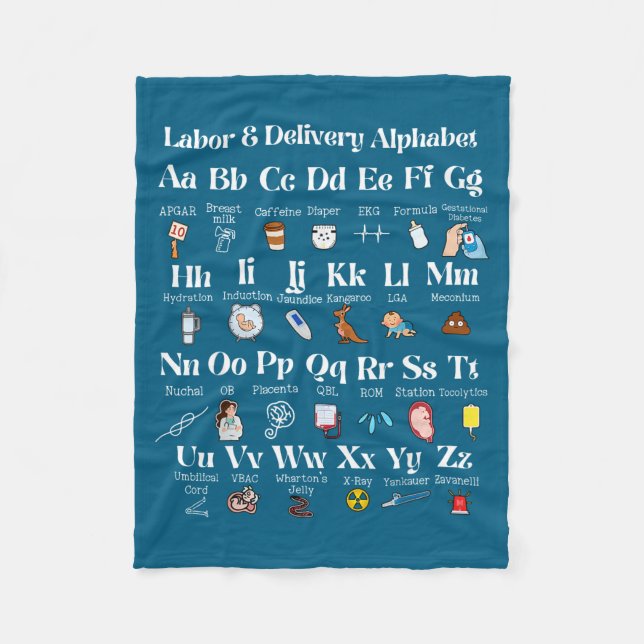 Labor And Delivery Alphabet Nurse New Nurse Gradua Fleece Blanket (Front)