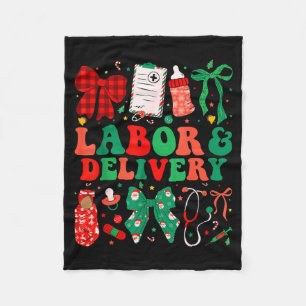 Labor And Delivery Nurse Christmas L&amp;d Nursing Fleece Blanket