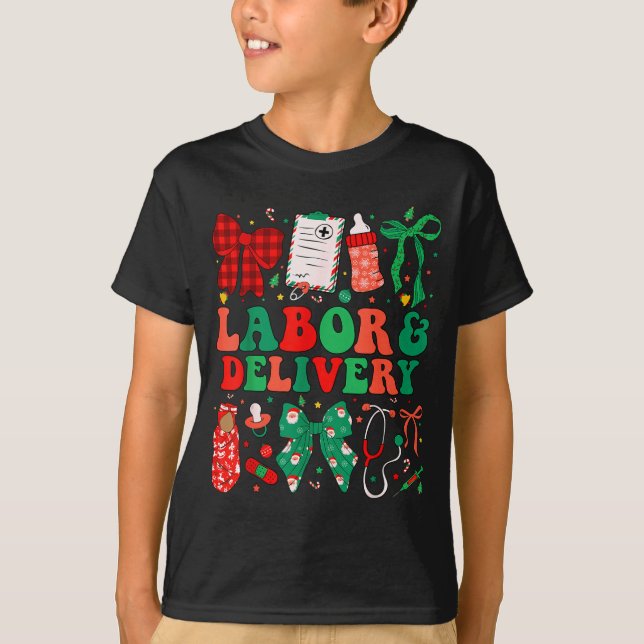 Labor And Delivery Nurse Christmas L&amp;d Nursing T-Shirt (Front)