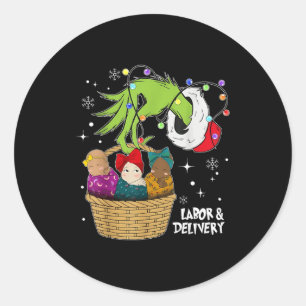 Labor And Delivery Nurse Christmas Lights Snowflak Classic Round Sticker