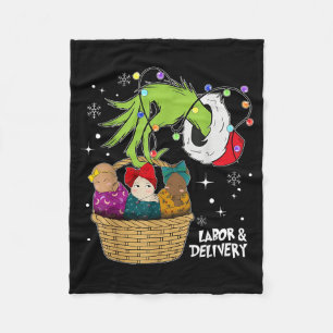 Labor And Delivery Nurse Christmas Lights Snowflak Fleece Blanket