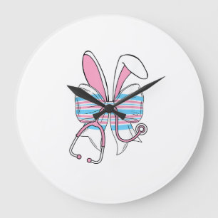 Labor And Delivery Nurse Easter Bunny Ears Baby Bl Large Clock