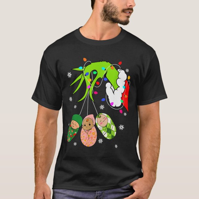 Labor And Delivery Nurse Merry Christmas Xmas Ligh T-Shirt (Front)