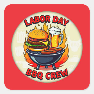 Labor Day BBQ Crew Grill Shirt – Holiday Barbecue  Square Sticker