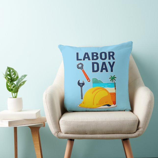 Labor Day Construction Worker Helmet Design Cushion (Chair)