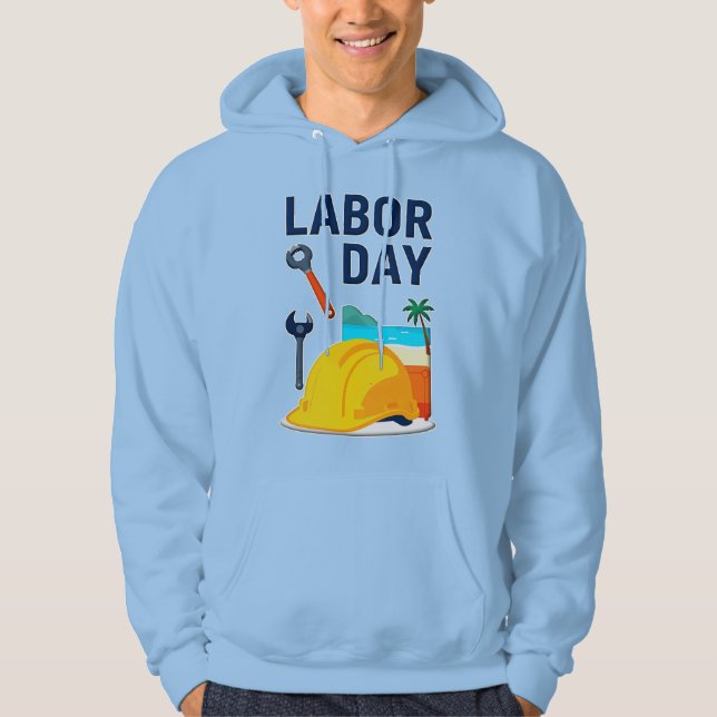 Labor Day Construction Worker Helmet Design Hoodie (Front)