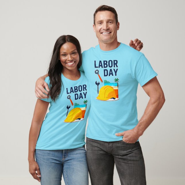 Labor Day Construction Worker Helmet Design T-Shirt (Unisex)
