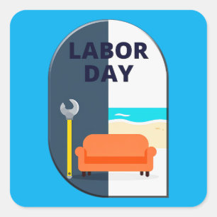 Labor Day Minimalist Worker Relaxation Design Square Sticker