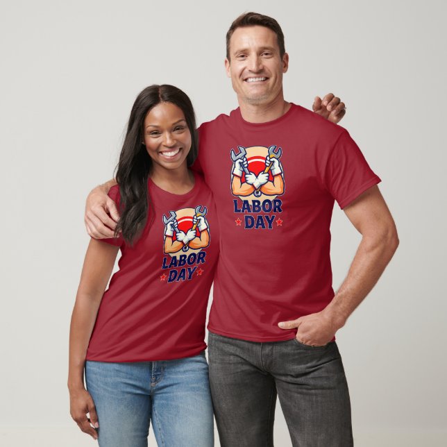 Labor Day Strong Worker Hands Illustration T-Shirt (Unisex)