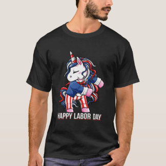 Labor Day Usa Unicorn Flossing For Workers T-Shirt