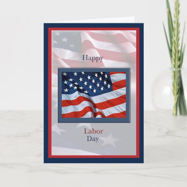 Labor Day with Flags Card (Front)