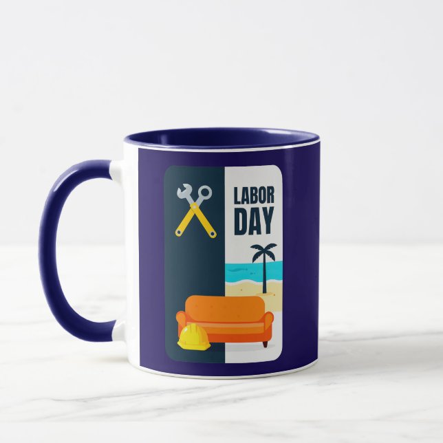 Labor Day Work and Relax Illustration Shirt Mug (Left)