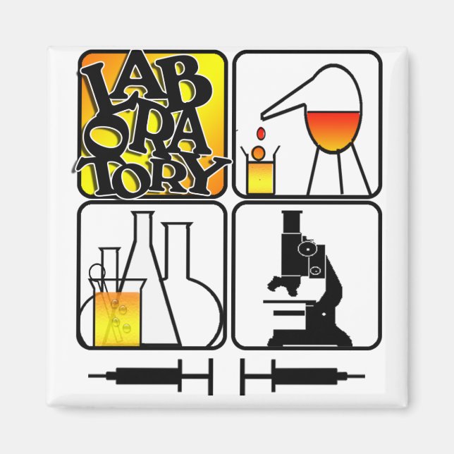 LABORATORY LOGO 4 SQUARE - LAB ICONS MAGNET (Front)