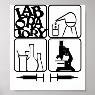 LABORATORY POSTER - BEAKERS, SYRINGES