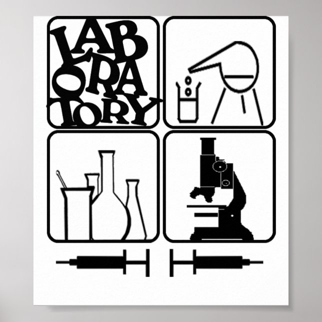 LABORATORY PRINT   BEAKERS, SYRINGES (Front)