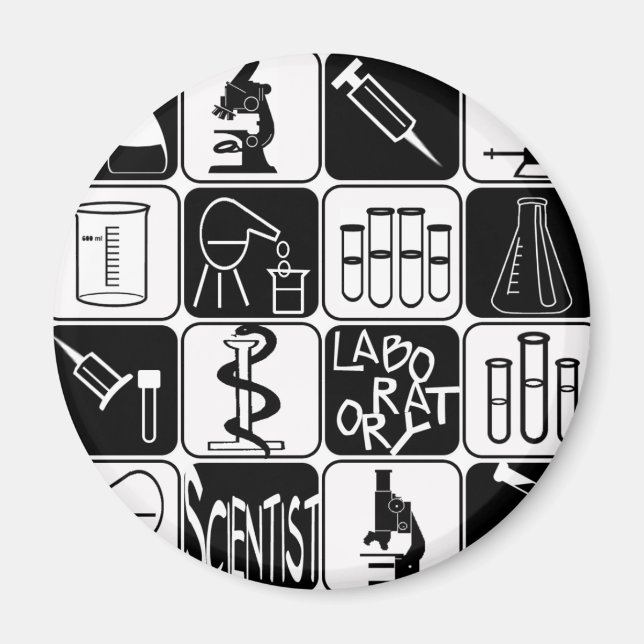LABORATORY SCIENTIST SYMBOLS AND TOOLS MAGNET (Front)