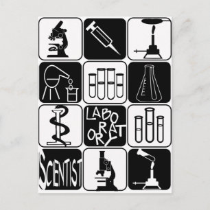 LABORATORY SCIENTIST SYMBOLS AND TOOLS POSTCARD