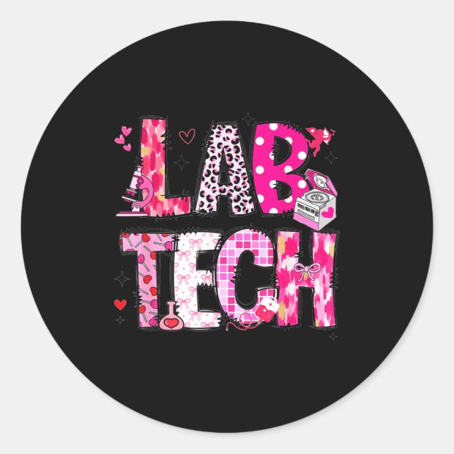 Laboratory Tech Valentines Day Medical Lab Tech La Classic Round Sticker (Front)