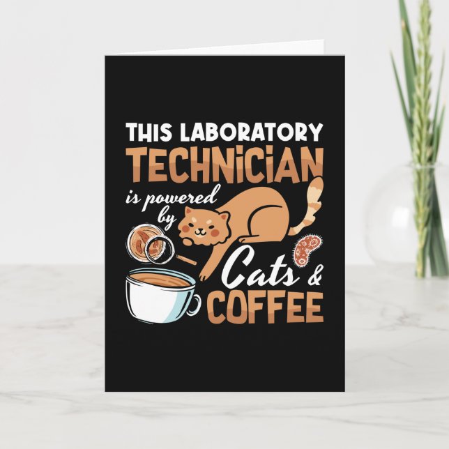 Laboratory Technician Cats Coffee Science Lab Tech Card (Front)