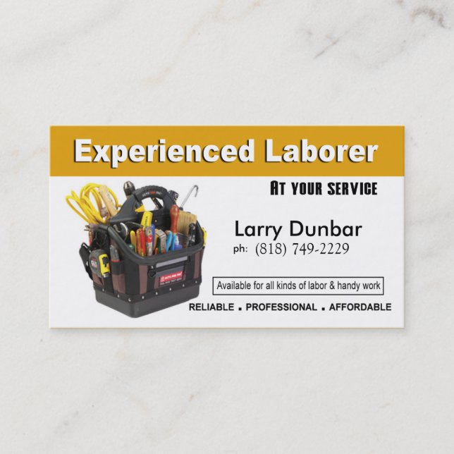 Laborer Handyman Home Repair Construction Business Card (Front)