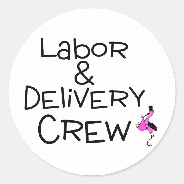 Labour and Delivery Crew Stork Classic Round Sticker (Front)