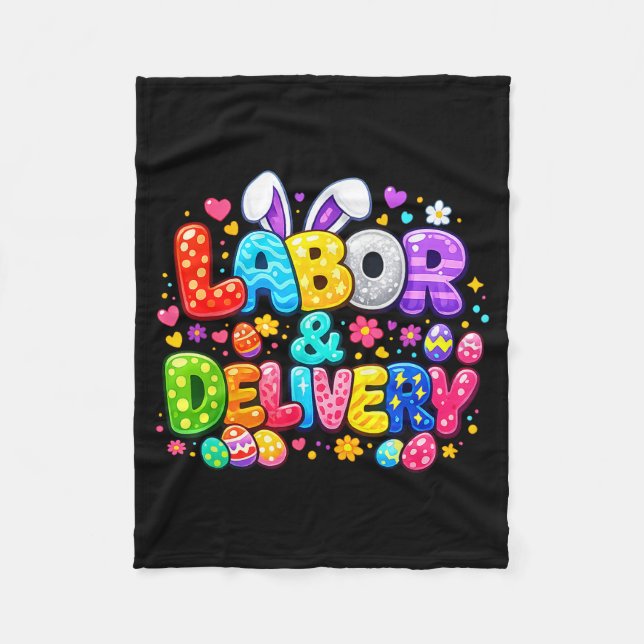 Labour and delivery easter cute bunny egg nurse fleece blanket (Front)