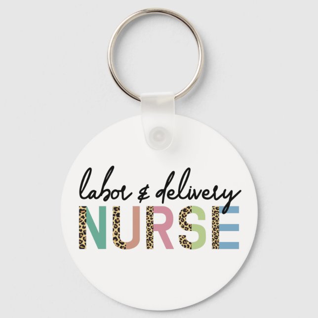 Labour and delivery nurse Cheetah leopard print Key Ring (Front)