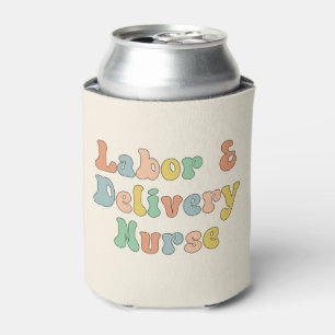 Labour and Delivery Nurse Groovy Retro Can Cooler