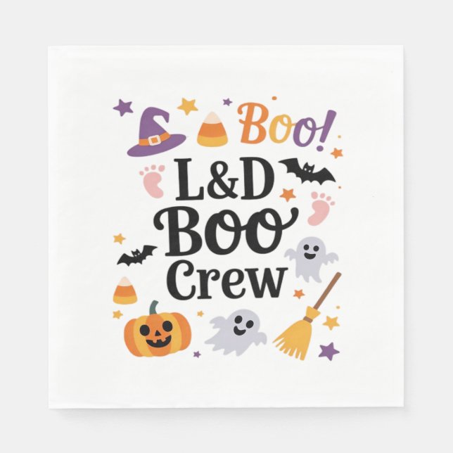 Labour and Delivery Nurse Halloween Pumpkin Ghost  Napkin (Front)
