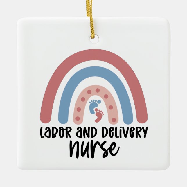 Labour and delivery nurse Rainbow Nurse gifts Ceramic Ornament (Front)