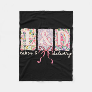 Labour And Delivery Nurse Spring Coquette Bow Land Fleece Blanket