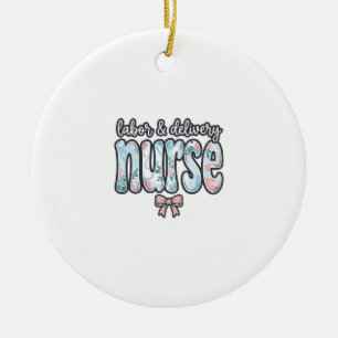 Labour and Delivery Nurse Vintage Floral Shirt Des Ceramic Tree Decoration