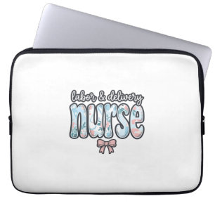 Labour and Delivery Nurse Vintage Floral Shirt Des Laptop Sleeve