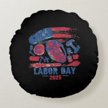 Labour Day 2025 Sports Throw Pillow – Work Hard Pl