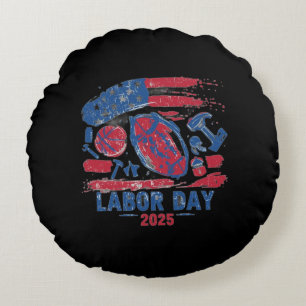 Labour Day 2025 Sports Throw Pillow – Work Hard Pl