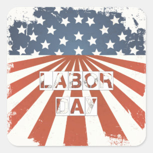 Labour Day American Flag Square Sticker