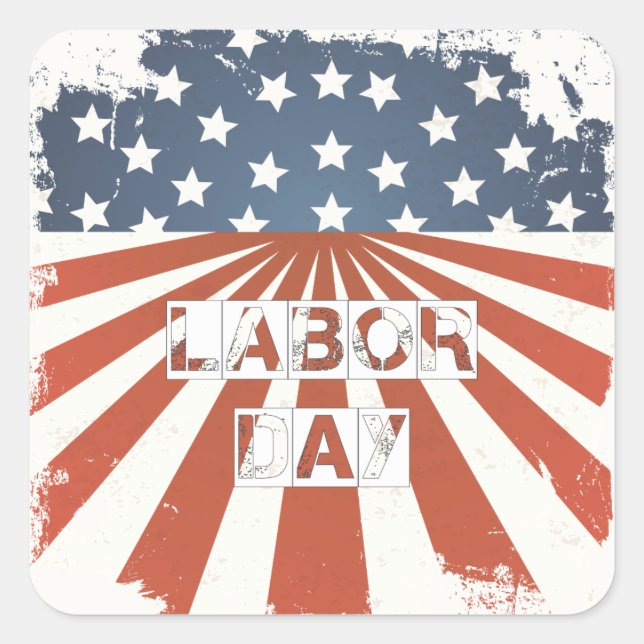 Labour Day American Flag Square Sticker (Front)