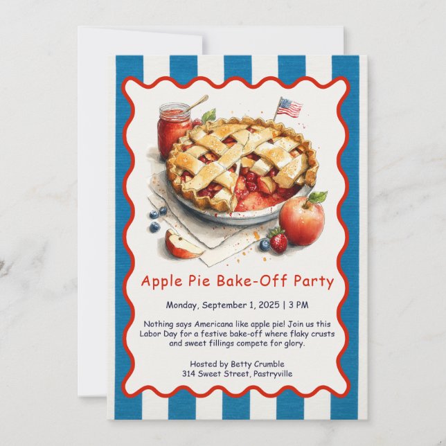Labour Day Apple Pie Bake-Off Invitation  (Front)