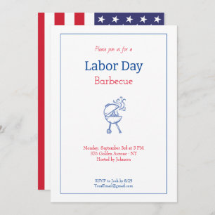 Labour Day Babecue Party Minimalist Invitation