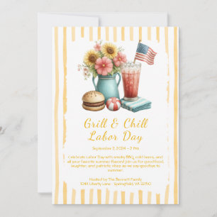 Labour Day BBQ Beer Invitation – Patriotic Cookout