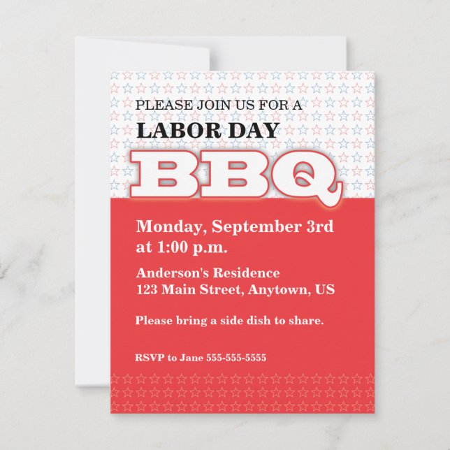 Labour Day BBQ invitation (Front)