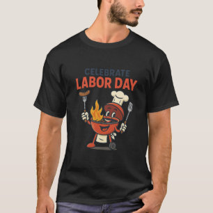 Labour Day BBQ Party Cartoon – Grill Master Time! T-Shirt