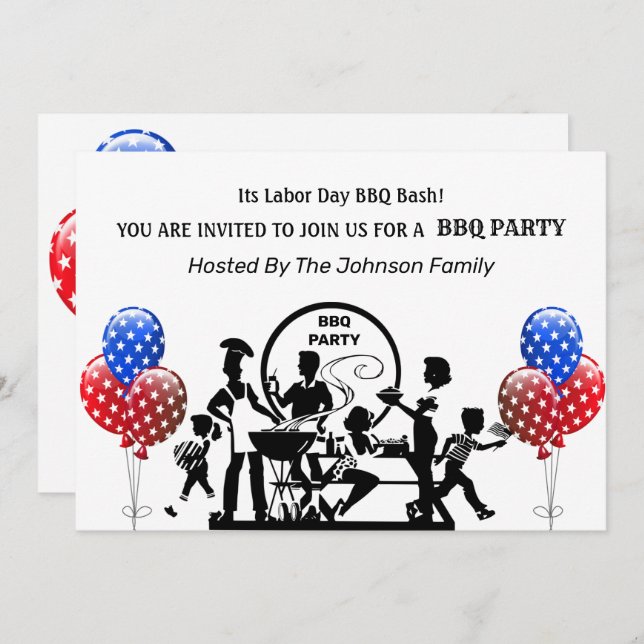 Labour Day BBQ Party Invitation (Front/Back)