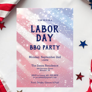 Labour Day BBQ Party Red White Blue Patriotic Invitation
