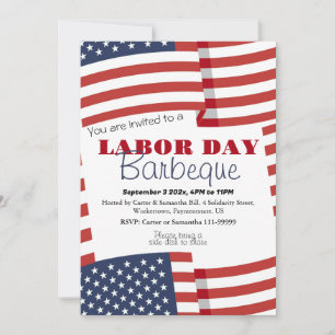 Labour Day BBQ Party Worker Patriotic American fla Invitation